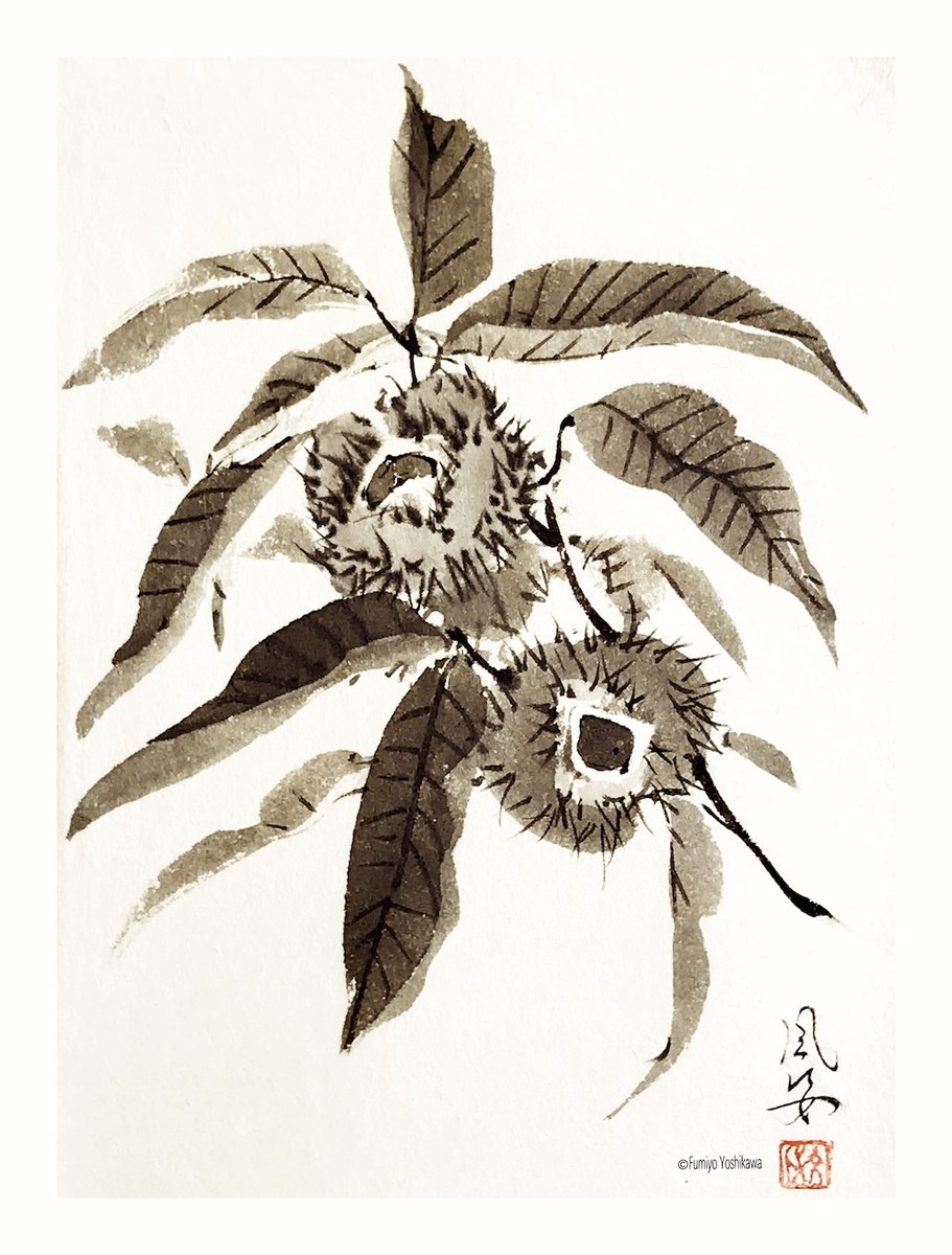 ©Yoshikawa_Fumiyo Chestnuts, 2017, sumi ink and gansai on Xuan paper