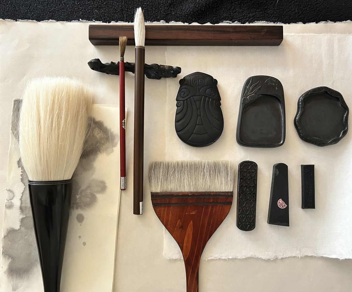 The Four Treasures of sumi-e: brush, ink, inkstone, and paper