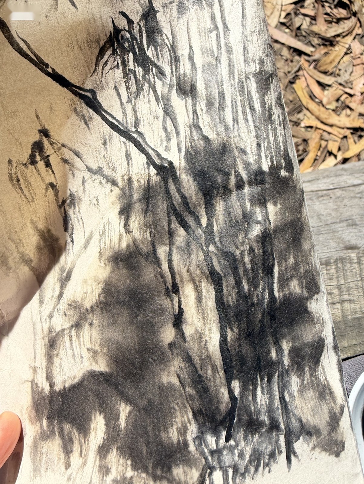Albany Hill field sketch, sumi ink, 2026, Fumiyo Yoshikawa